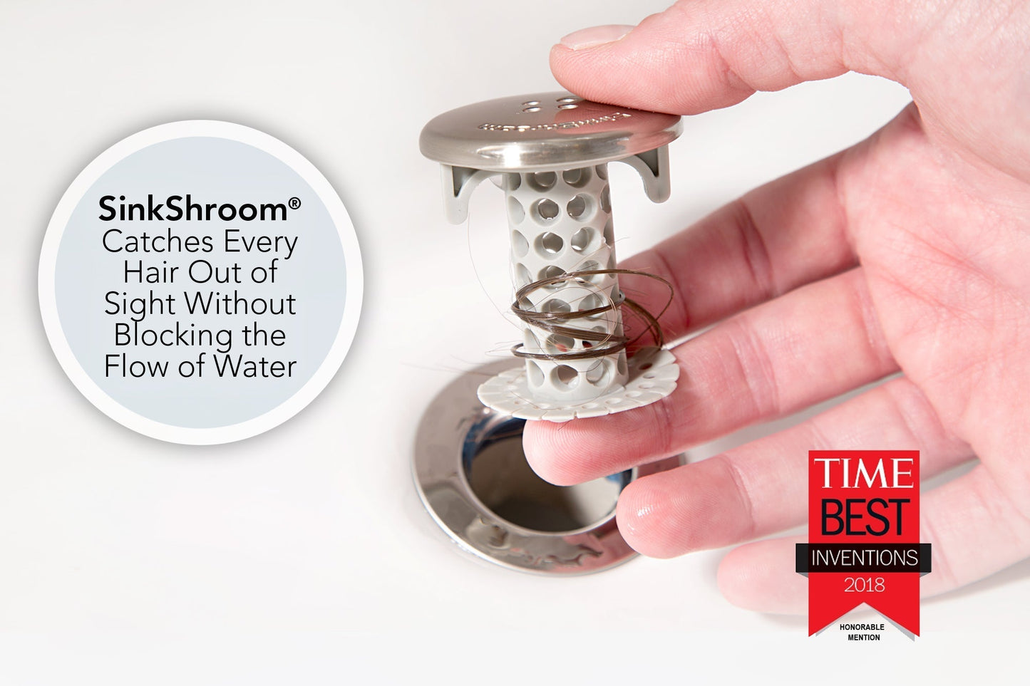 SinkShroom (Nickel Edition) Prevents Clogged Bathroom Sink Drains