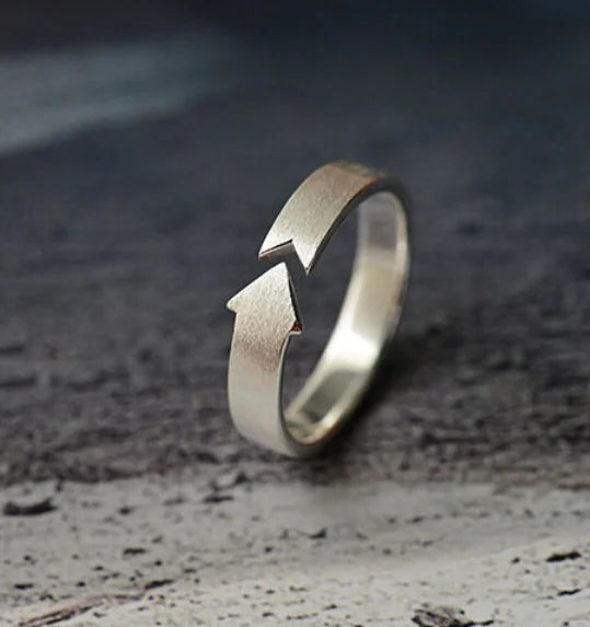 Brushed Sterling Silver Arrow Couple Ring