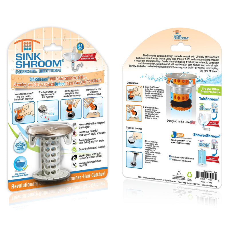 SinkShroom (Nickel Edition)  Prevents Clogged Bathroom Sink Drains