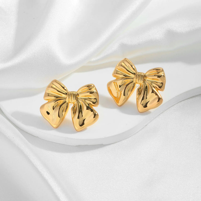 18K Copper Plated Hot Bow Earrings in European Style