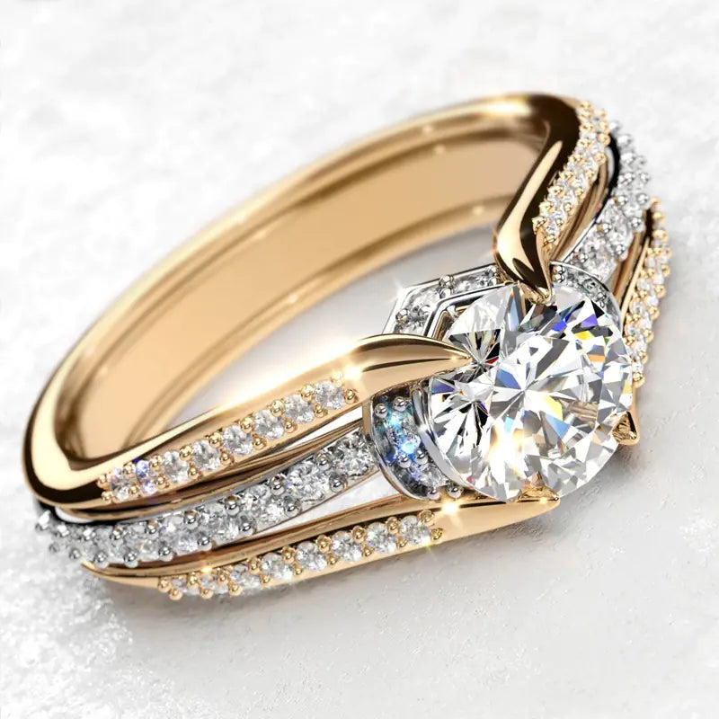Vintage Palace Style Arch Bridge Ring - Trendy Two-Tone