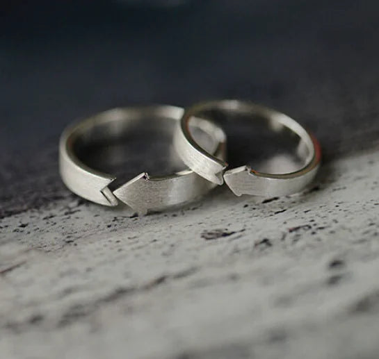 Brushed Sterling Silver Arrow Couple Ring